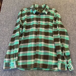 Prana Green and Brown Checkered Men's Shirt